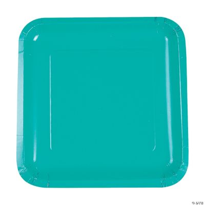 teal square paper plates