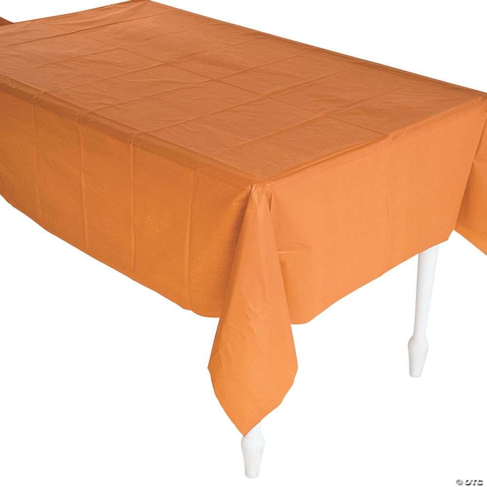 Pumpkin Spice Orange Plastic Tablecloth 54"x108"