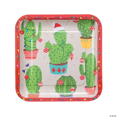 Christmas Cactus Square Paper Dinner Plates 8 Ct Oriental Trading