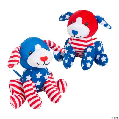 Patriotic Stars & Stripes Stuffed Dogs - 12 Pc. | Oriental Trading