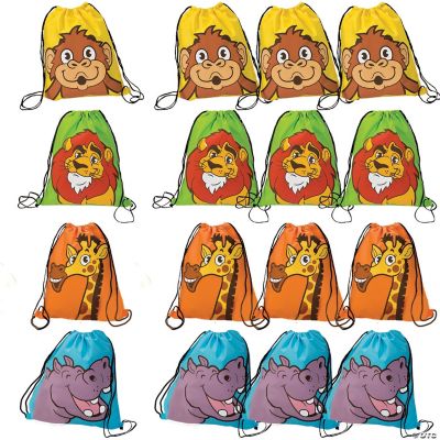 12" x 15" Zoo Adventure Drawstring Bags 12 Pc. Oriental Trading