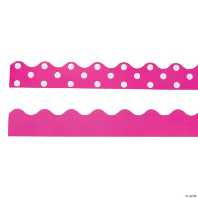DoubleSided Solid & Polka Dot Bulletin Board Borders Hot Pink eBay