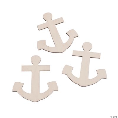 Unfinished Wooden Anchor Cutout, 16, Pack of 10 Wooden Shapes for