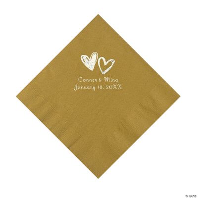 Gold Hearts Personalized Napkins with Silver Foil - Luncheon | Oriental ...