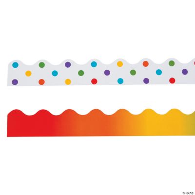 DoubleSided Solid & Polka Dot Bulletin Board Borders Rainbow