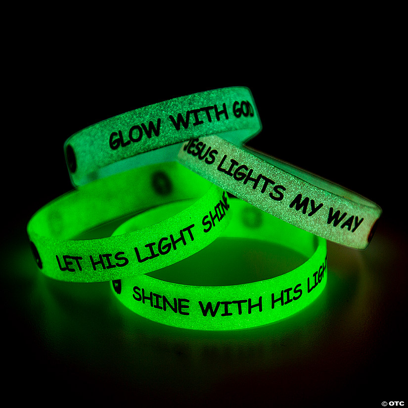 Glow-in-the Dark Christian Pumpkin Bracelets - 12 Pc.