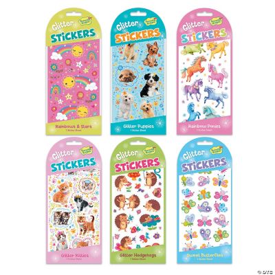 Assorted Glitter Critter Animal Sparkle Sticker Sheet Pack - 102 Stickers