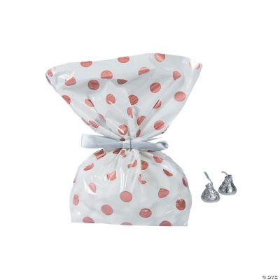 Rose Gold Polka Dots Cellophane Bags Oriental Trading
