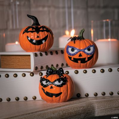 Tabletop Jack-O’-Lanterns with Masks Halloween Decoration - Discontinued