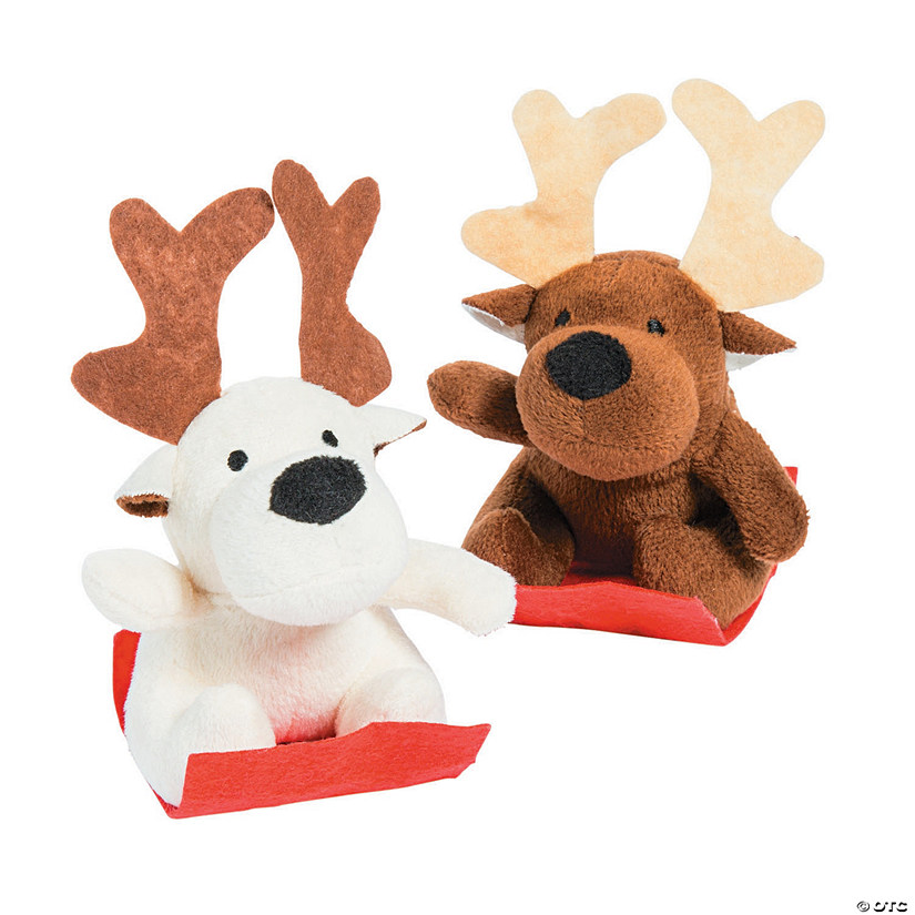 Sledding Stuffed Reindeers - 12 Pc. - Discontinued