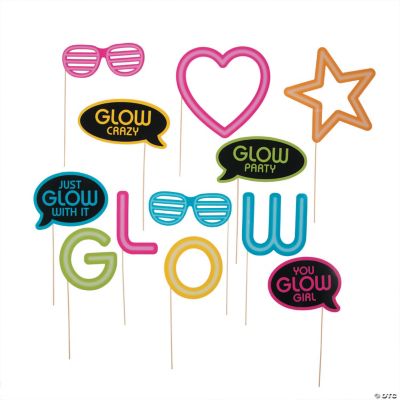 Neon Glow Photo Booth Props Let's Glow Party Supplies Glow - Temu