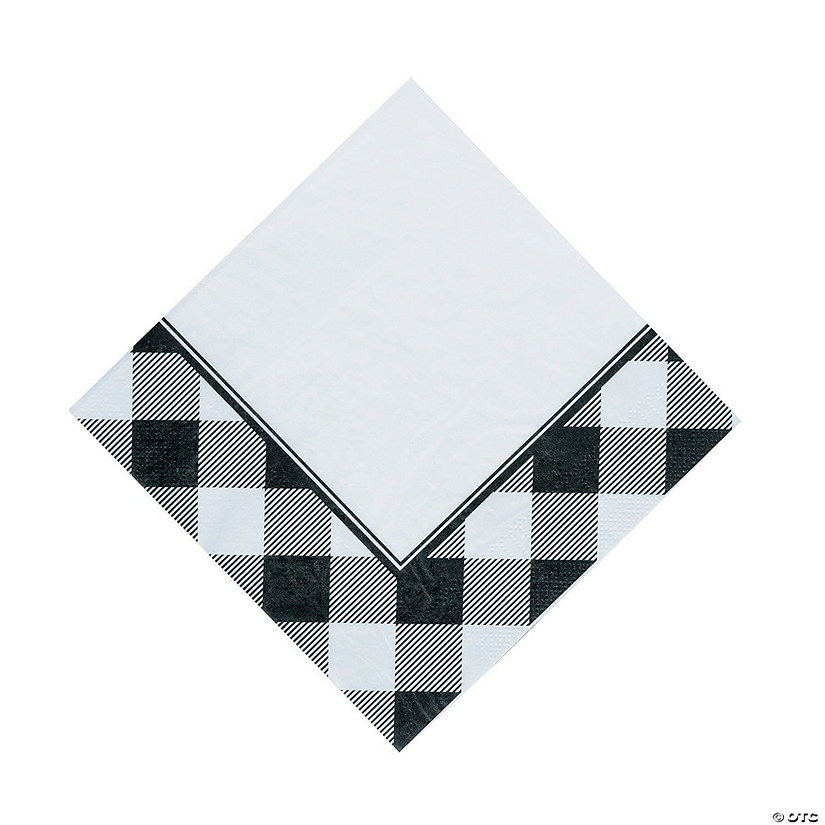 Cocktail Napkins Gingham Small Check Buffalo Black And White Punk Set of 4