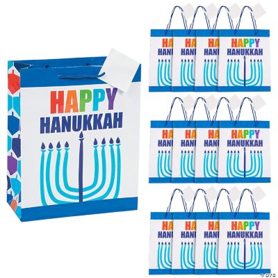 Medium Happy Hanukkah Gift Bags with Gift Tags Oriental Trading