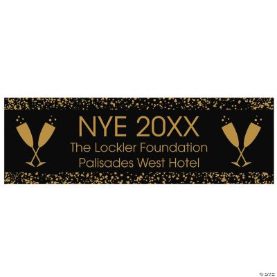 Black Gold New Year S Eve Party Custom Banner Oriental Trading