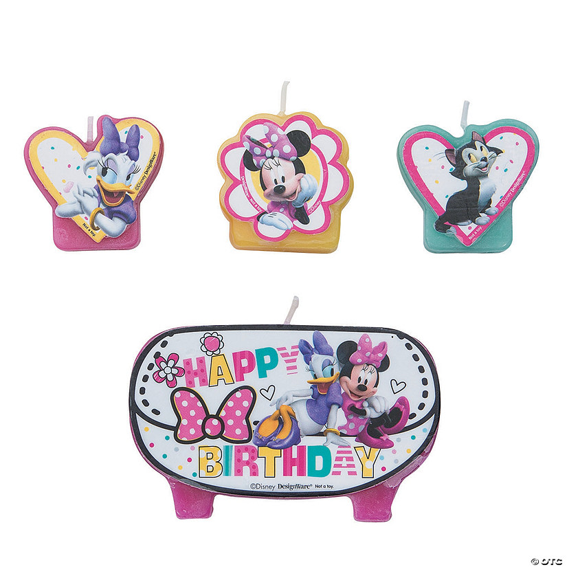 MINNIE MOUSE Happy Helpers MINI CANDLE SET 4pc ~ Birthday Party Supplies Cake 