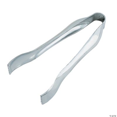 Small Metallic Silver Tongs