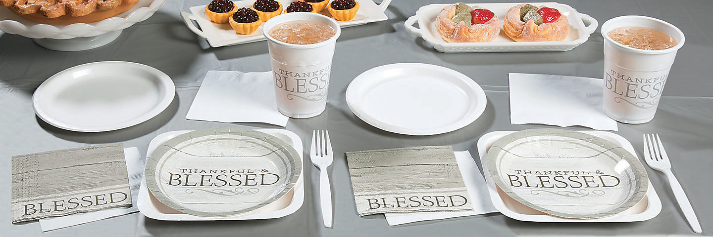 Party Supplies 8 Pieces THANKFUL BLESSED DESSERT PLATE 