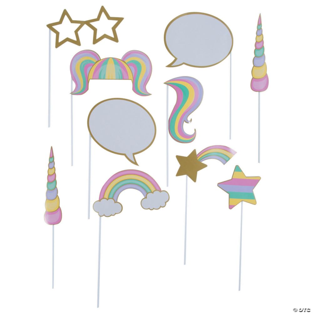 10 Pc Sparkle Unicorn Photo Stick Props