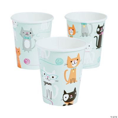 Cat Party Cups With Lids and Straws, Plastic Cat Party Drink Cups With  Straws, Cute Kitten Party Cups 