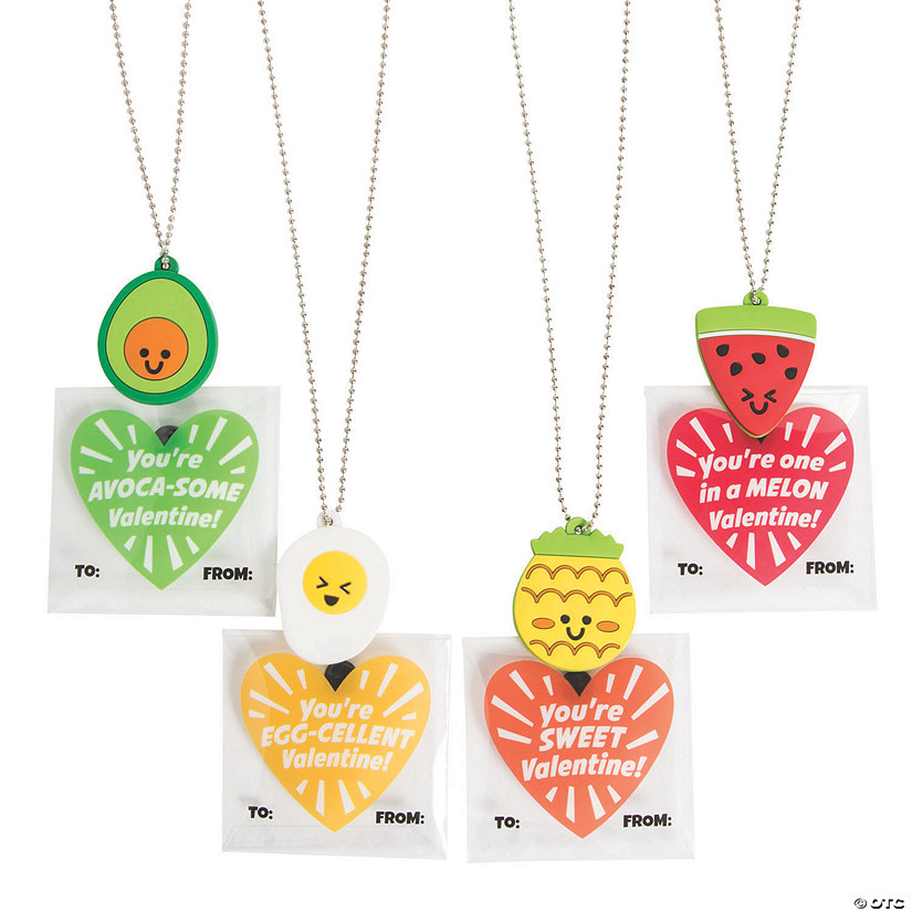 Food Necklace Valentine Exchanges with Card for 12