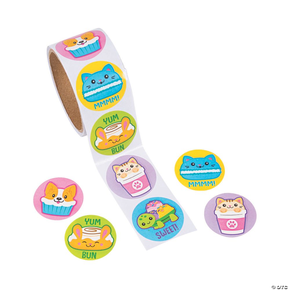 100 Pc Scented Foodimals Sticker Roll