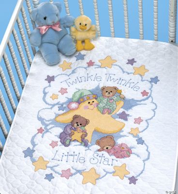 DimensionsBaby Quilt Stamped Criss Stitch Kit Twinkle Twinkle