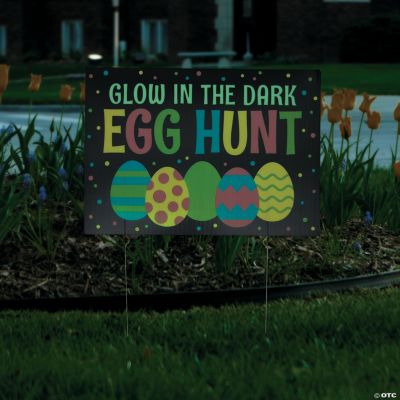 GlowInTheDark Easter Egg Hunt Yard Sign Oriental Trading