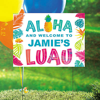 Party Decorations Big Dot of Happiness Tiki Luau Tropical Hawaiian Summer Party Welcome Yard Sign