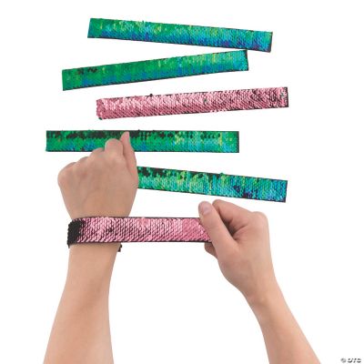 24Pcs Disco Slap Bracelets Silver Sequin Slap Bracelets Glitter...