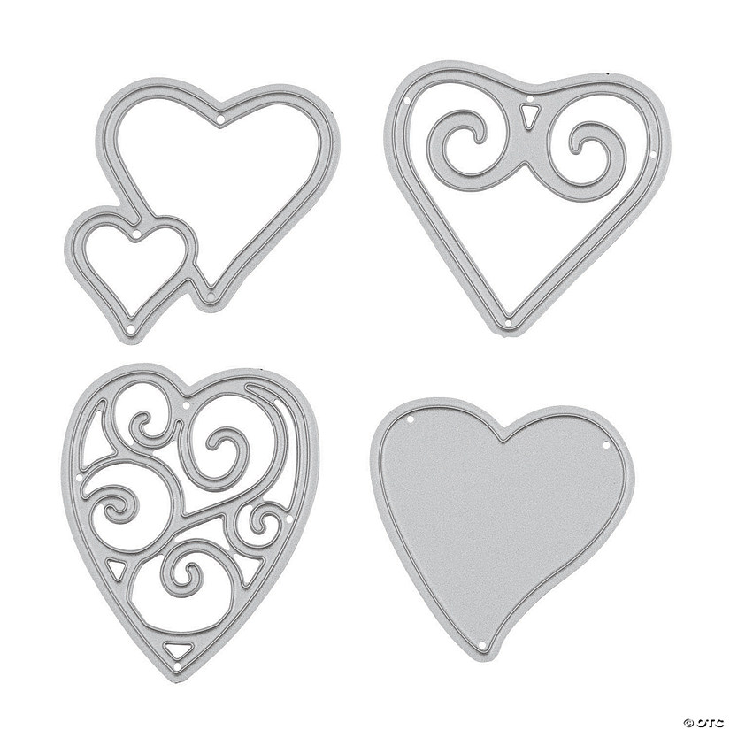 8 large, 64 small Love Heart Ensemble Die Cut Shapes Assorted sets of 72pcs 