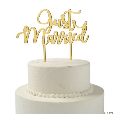 Gold Just Married Wedding Cake Topper | Oriental Trading