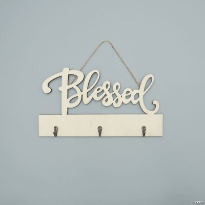 DIY Unfinished Wood Blessed Key Holder Sign Oriental Trading