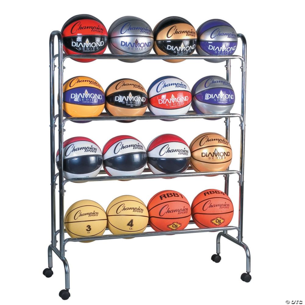Champion Sports Portable Ball Rack, 4 Tier, Holds 16 Balls From MindWare