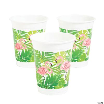 Flamingo & Palm Leaf Luau Plastic Cups 50 Pc. Oriental Trading