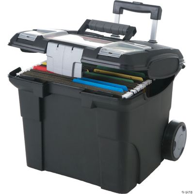 Storex Premium File Box with Wheels, Black Oriental Trading