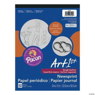 Newsprint Pad, White, 9" x 12", 50 Sheets Per Pad, Pack of 12