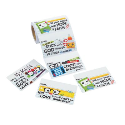 100 Christian Back to School Name Tags Sticker Roll