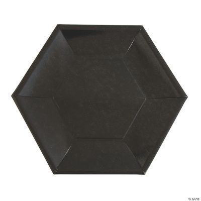 Metallic Black Hexagon Paper Dinner Plates 24 Ct.