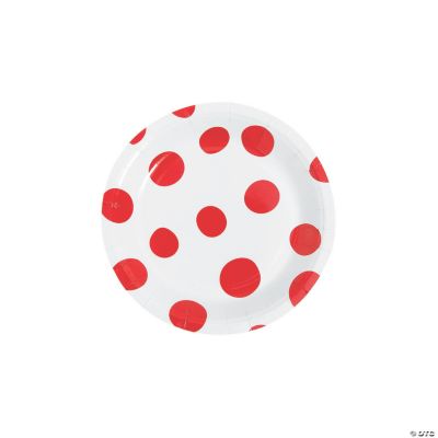 Red Polka Dot Paper Dessert Plates 8 Ct. Discontinued