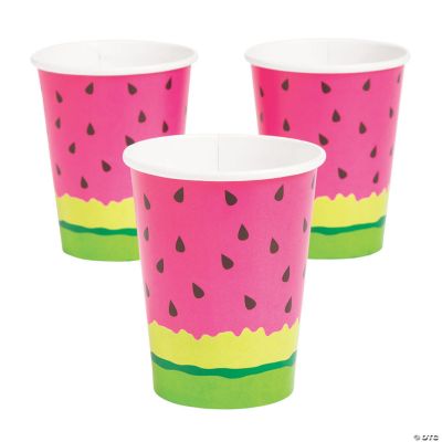 9 oz. Tutti Frutti Watermelon Disposable Paper Cups - 8 Ct.