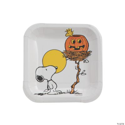 Peanuts® Halloween Party Snoopy & Woodstock Square Paper Dessert Plates - 8  Ct. | Oriental Trading