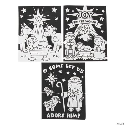 Color Your Own Nativity Fuzzy Posters - 24 Pc.