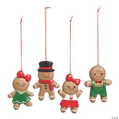 Dressed Up Gingerbread Resin Christmas Ornaments 12 Pc. Discontinued