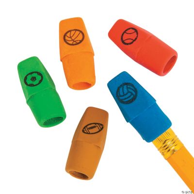 Sports Printed Pencil Top Erasers Oriental Trading