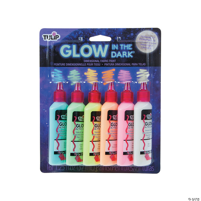 1.25-oz. Tulip® Glow-in-the-Dark® Assorted Colors Dimensional Fabric Paint  - Set of 6