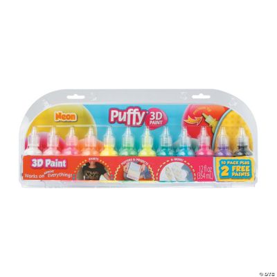 Puffy 1 fl oz 3D Paint Value Pack 12 Color Glow, Multi-Surface