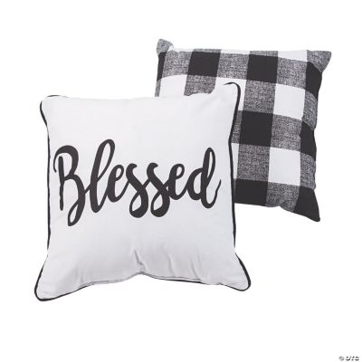 Blessed Black White Plaid Pillow Set Oriental Trading