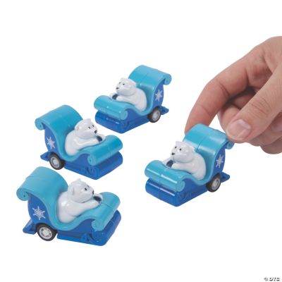 Polar Bear Winter PullBack Sleighs 12 Pc. Oriental Trading