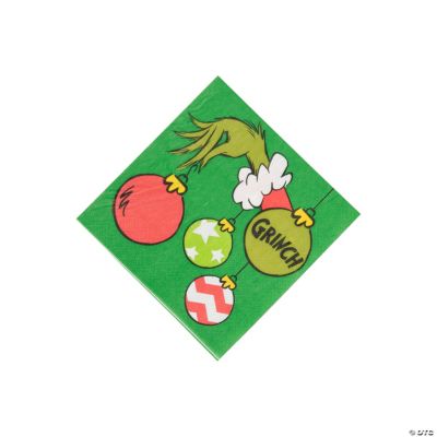 5" Dr. Seuss™ The Grinch Green Paper Beverage Napkins 16 Ct.
