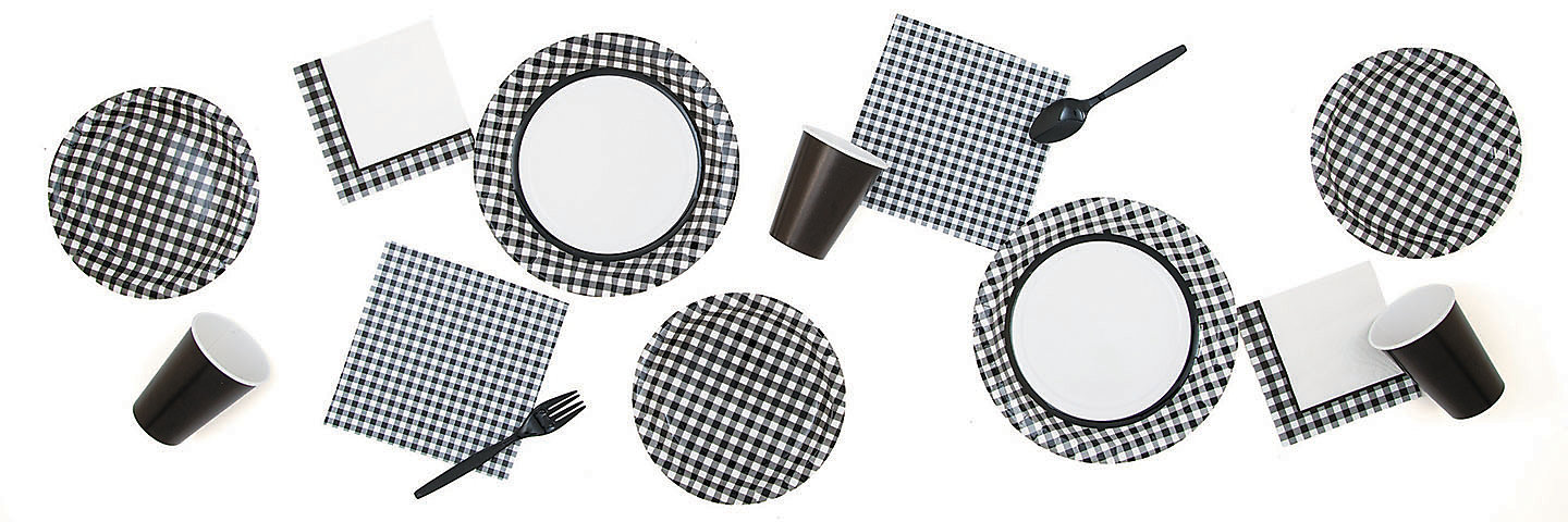 Black Gingham Party Supplies